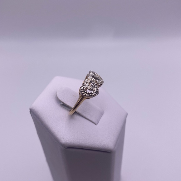14k yellow & white gold diamond heart ring - Picture 4 of 12